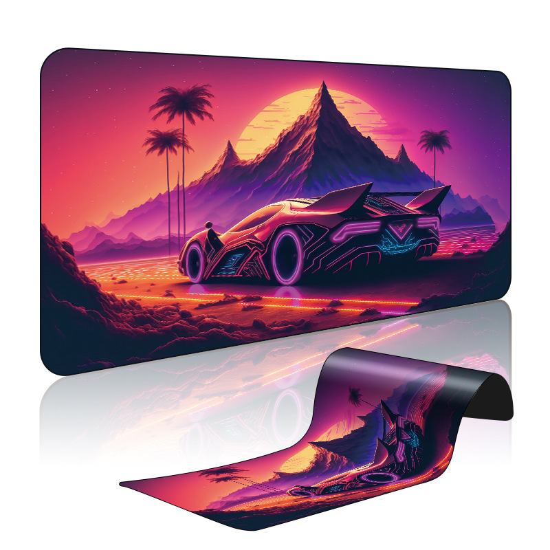 Mousepad Sports Car In A Futuristic Mountain Sunset